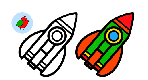Как нарисовать ракету для детей / Рисунки и раскраски малышам