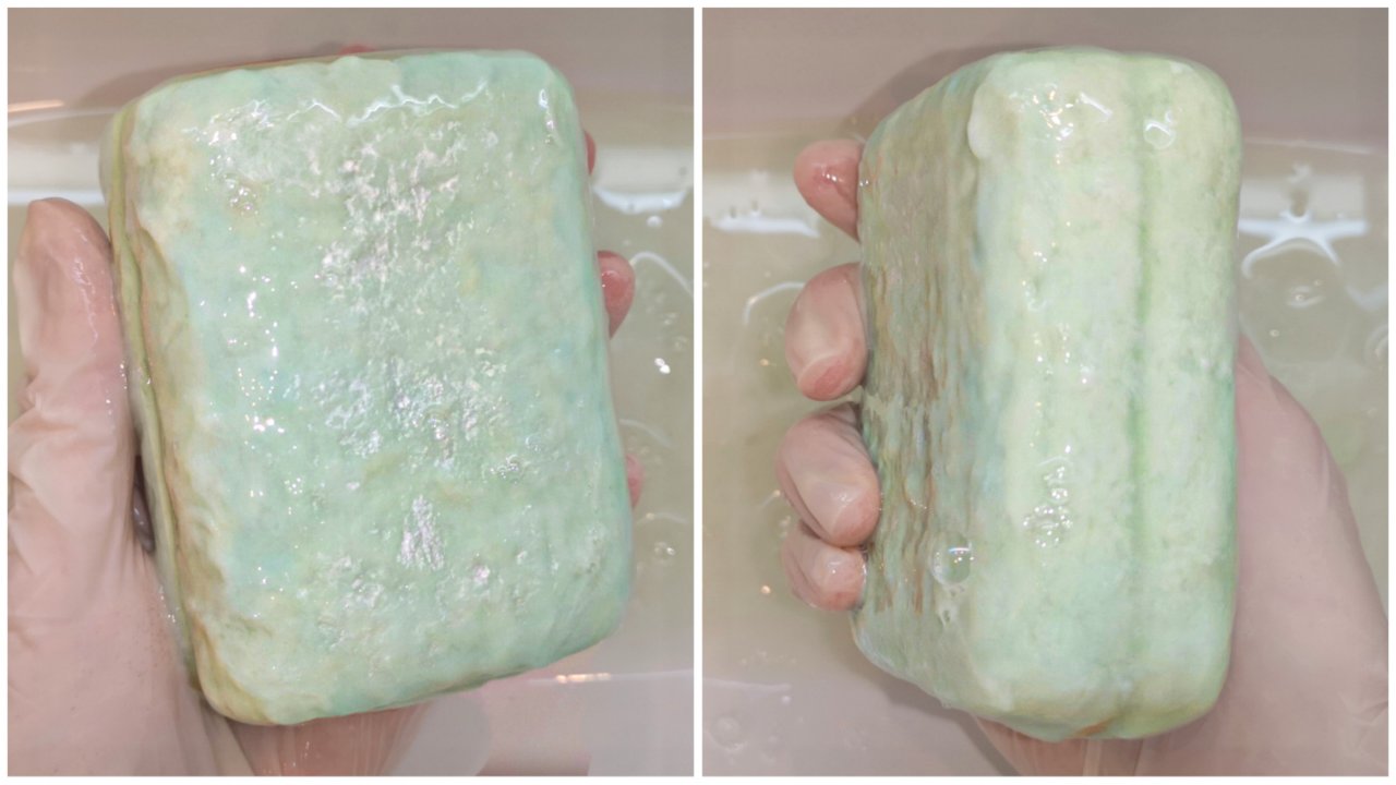 РАЗМОКШЕЕ ХВОЙНОЕ МЫЛО ЭФКО! ГУСТАЯ ПЕНА И СУПЕР ЖМЯК ЖЕСТКОЙ ГУБКОЙ! МЫЛЬНОЕ АСМР / SOAKED SOAP