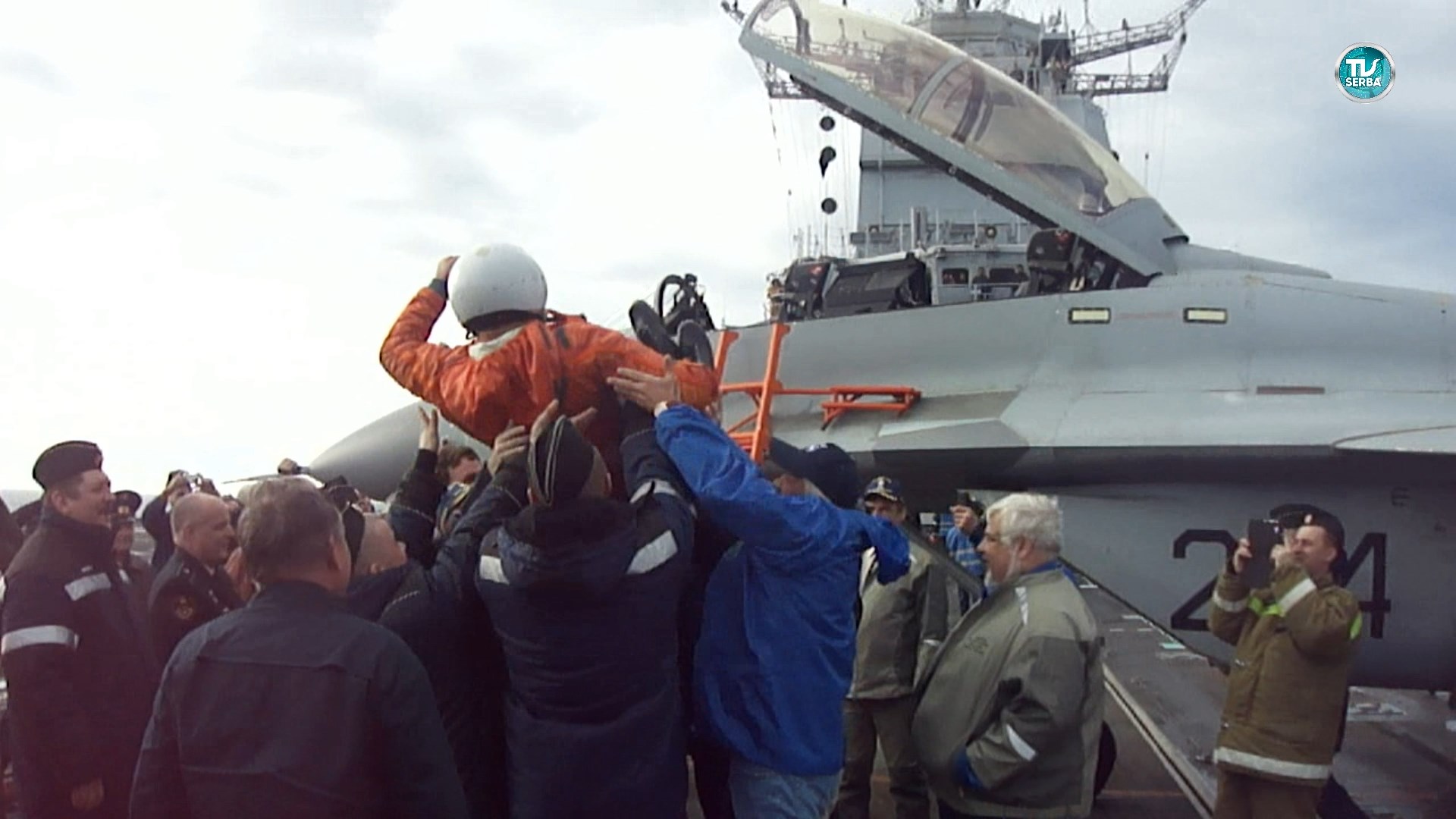 Первая посадка самолёта МиГ-29КУБ пр.11430 «Викрамадитья» INS Vikramaditya / СербаТВ ?