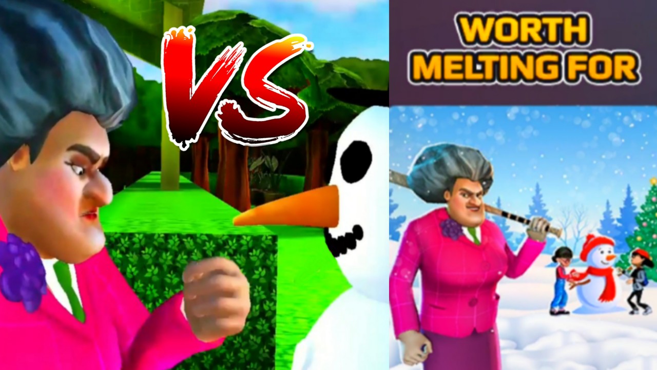 ЗЛАЯ УЧИЛКА - СНЕГОВИК из КАМНЯ - НОВЫЕ Уровни - SCARY TEACHER 3D - Мульт игра для детей