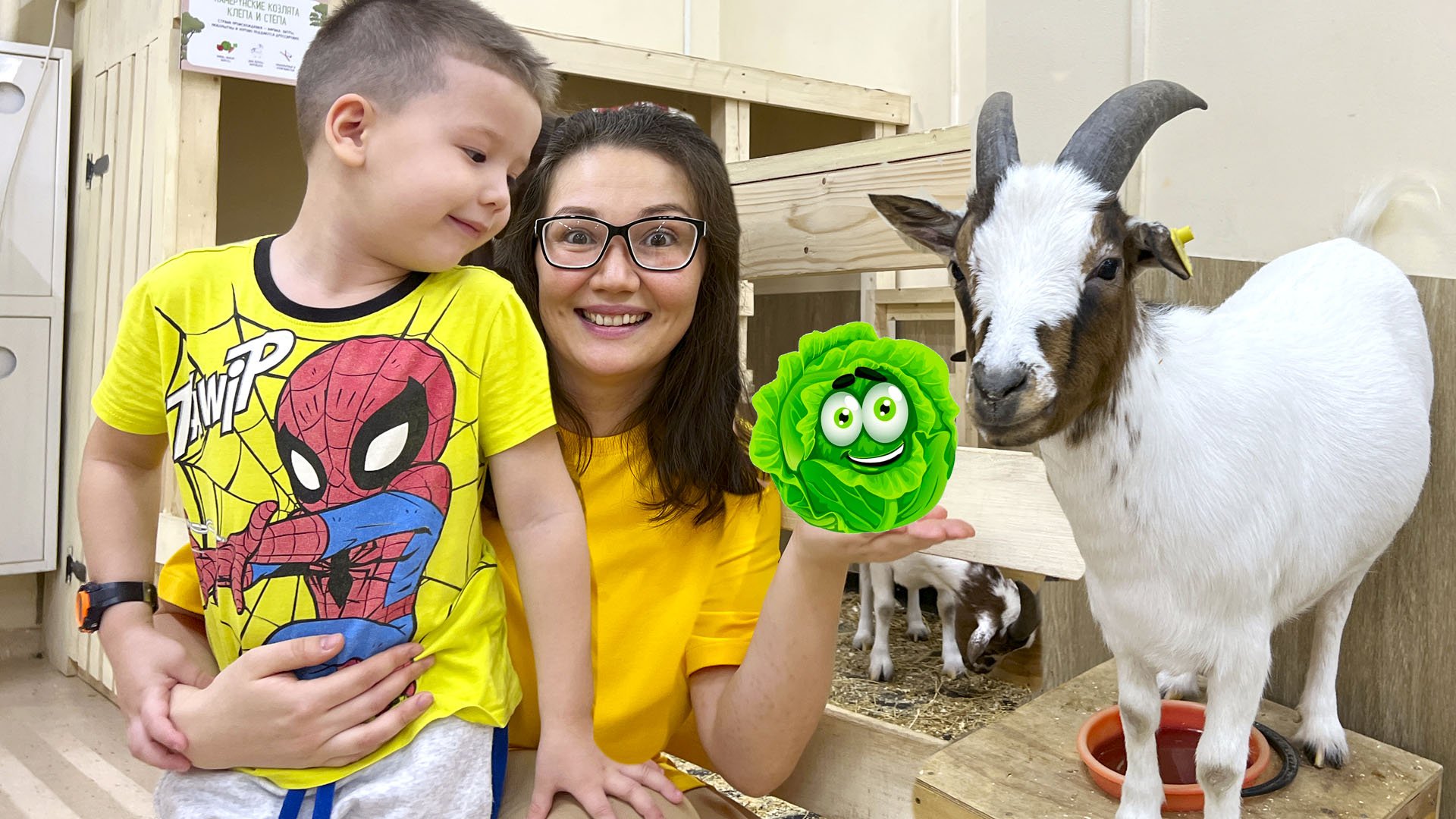 Обучающее видео для детей, играют на ферме и кормят животных. Учим животных.