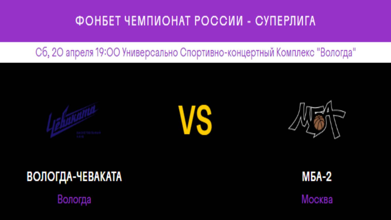 Вологда-Чеваката (ж) (Вологда) - МБА-2 (ж) (Москва)