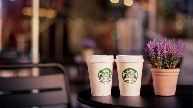 СТАРБАКС / Стаканчик КОФЕ / ДОЖДЛИВЫЙ день / Звуки ГОРОДСКОГО кафе / МУЗЫКА для настроения...