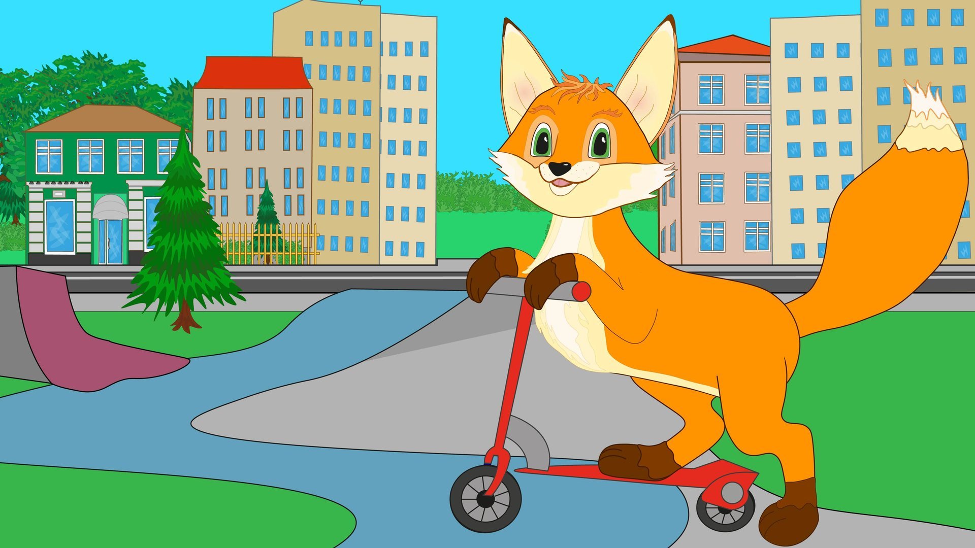 ЛИСЁНОК ТИШКА . Гонщик на самокате