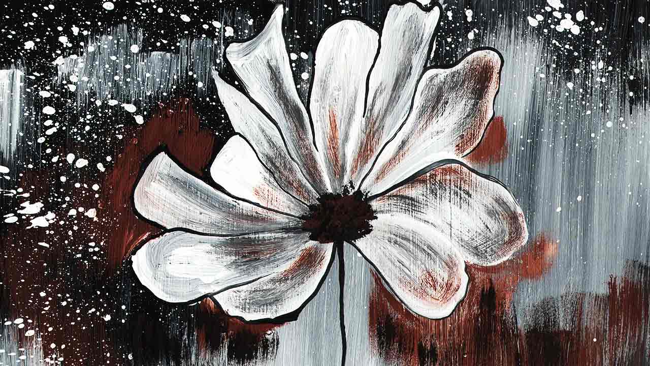 Как нарисовать интерьерную картину. Рисуем цветок легко.