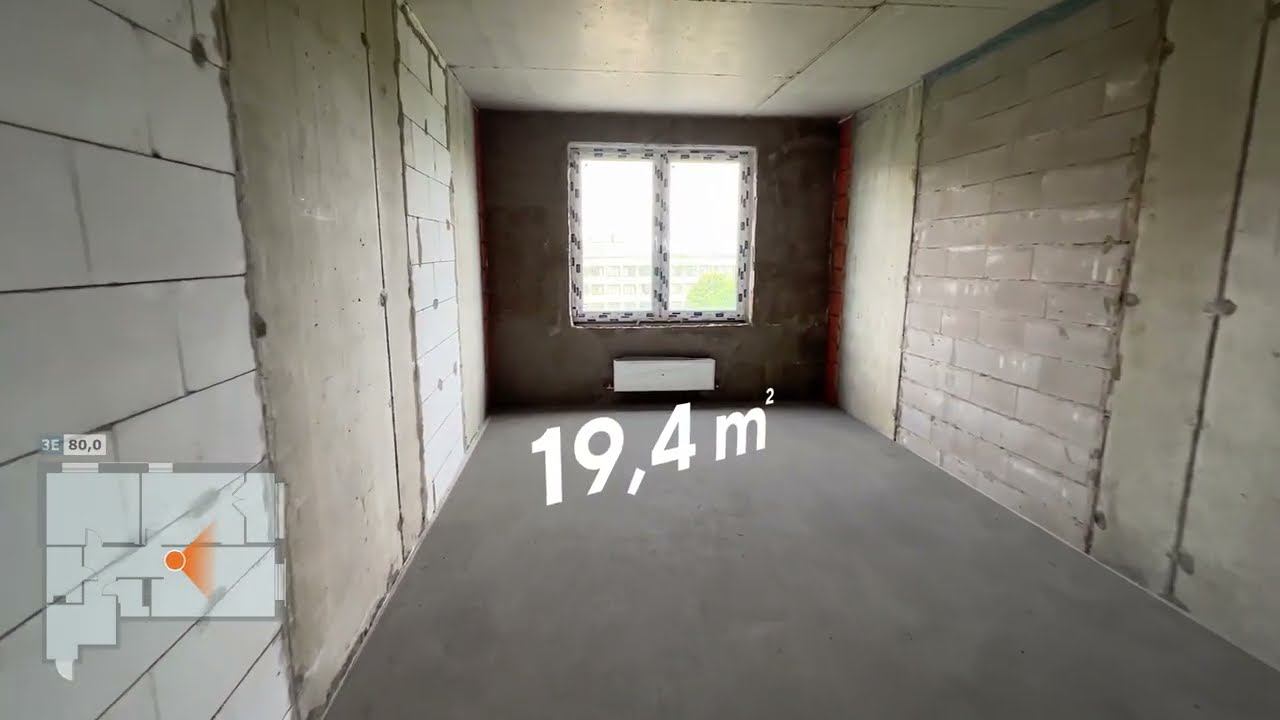 Квартира с планировкой 3 евро, 80,2 кв. м с лоджией