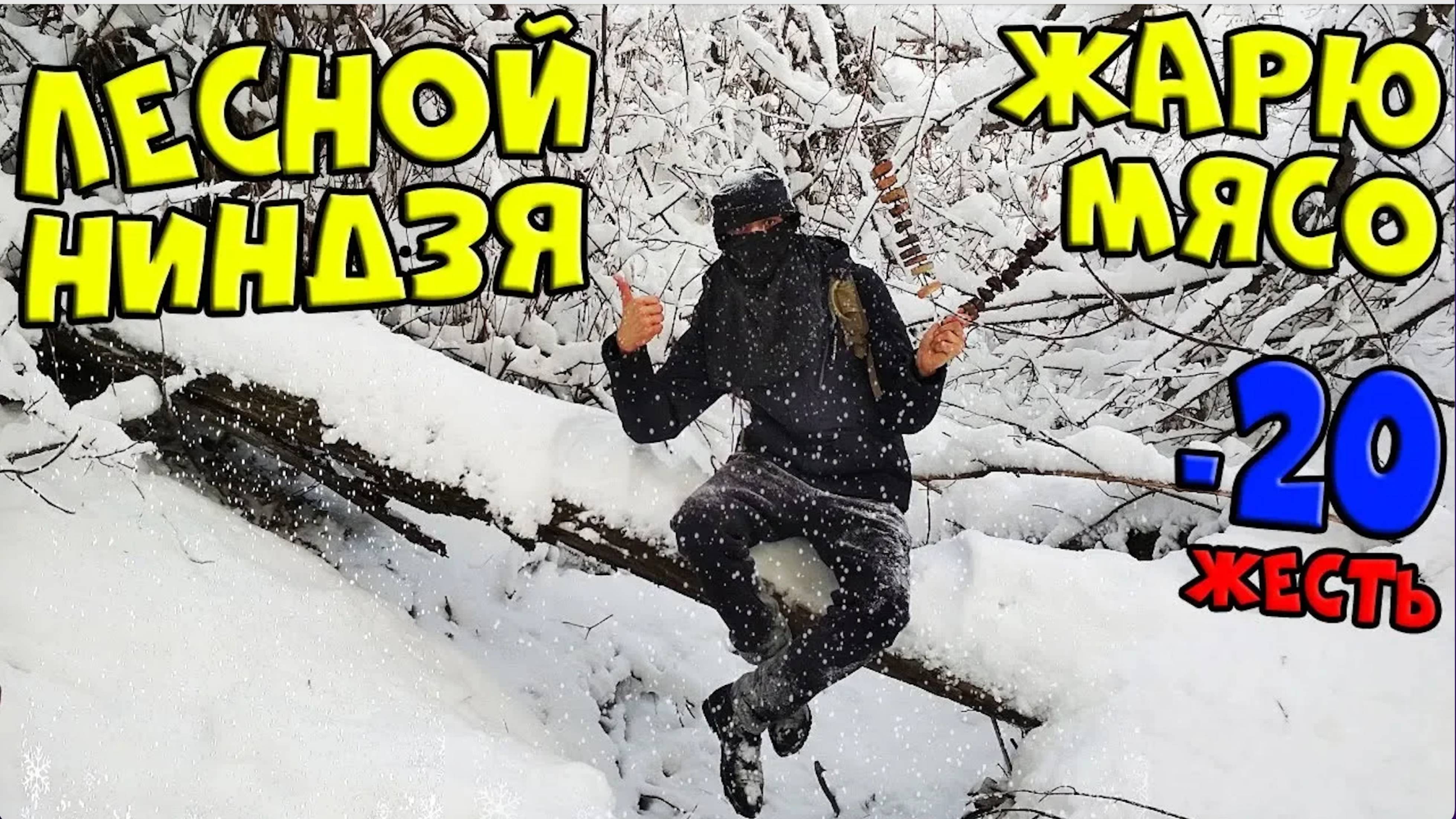 В поход -20 с Тобиком. 2019.  Жарю мясо. Потерялся Тобик. Чуть не получил обморожение. Волкмикс.