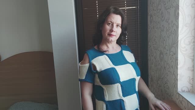 Мастер-класс Женская футболка в стиле пэчворк Летняя блуза спицами. Футболка в морском стиле 2 часть