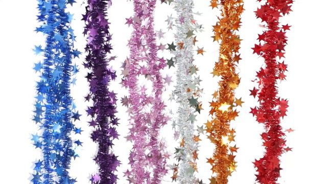 Мишура на проволоке "Звезды" 2м*1-6см, цвет ассорти