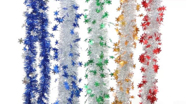 Мишура "Снежинка" 2м*7-10 см, 2 слоя, цвет ассорти