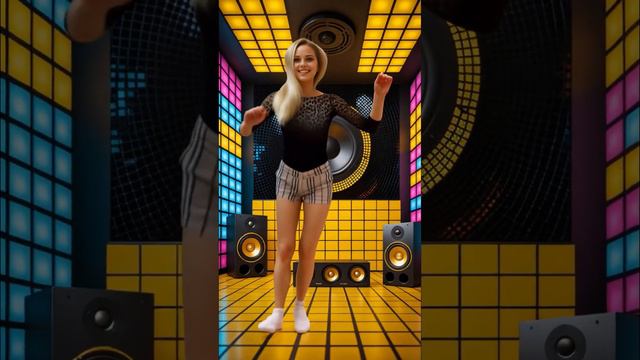 Блондинка красиво танцует шафл