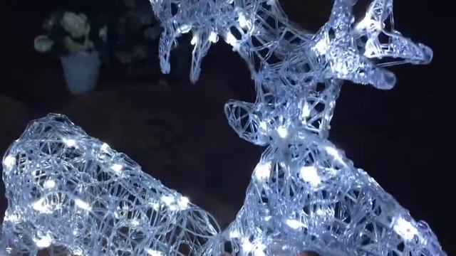 Светящаяся фигура АЖУРНЫЙ ОЛЕНЬ акриловые нити, 80 холодных белых LED, 90 см+5 м, уличный 491943