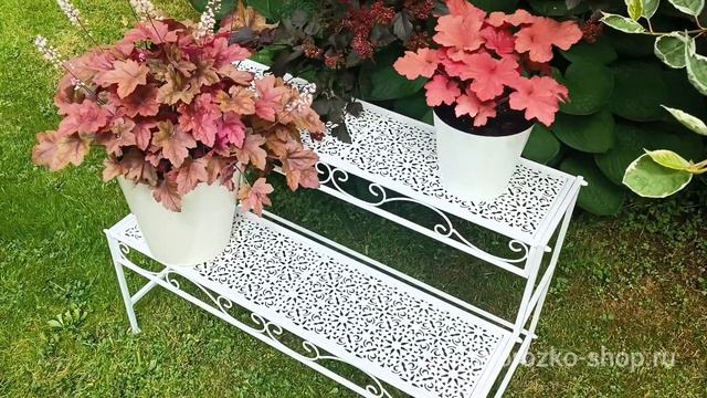 Кованая подставка для цветов ЛИЛЛИ, белая, 75х40х50 см  2024355