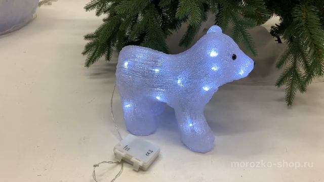 Светящаяся акриловая фигура МИШУТКА, 20 холодных белых LED-огней, 29 см, батарейки, уличный 490928