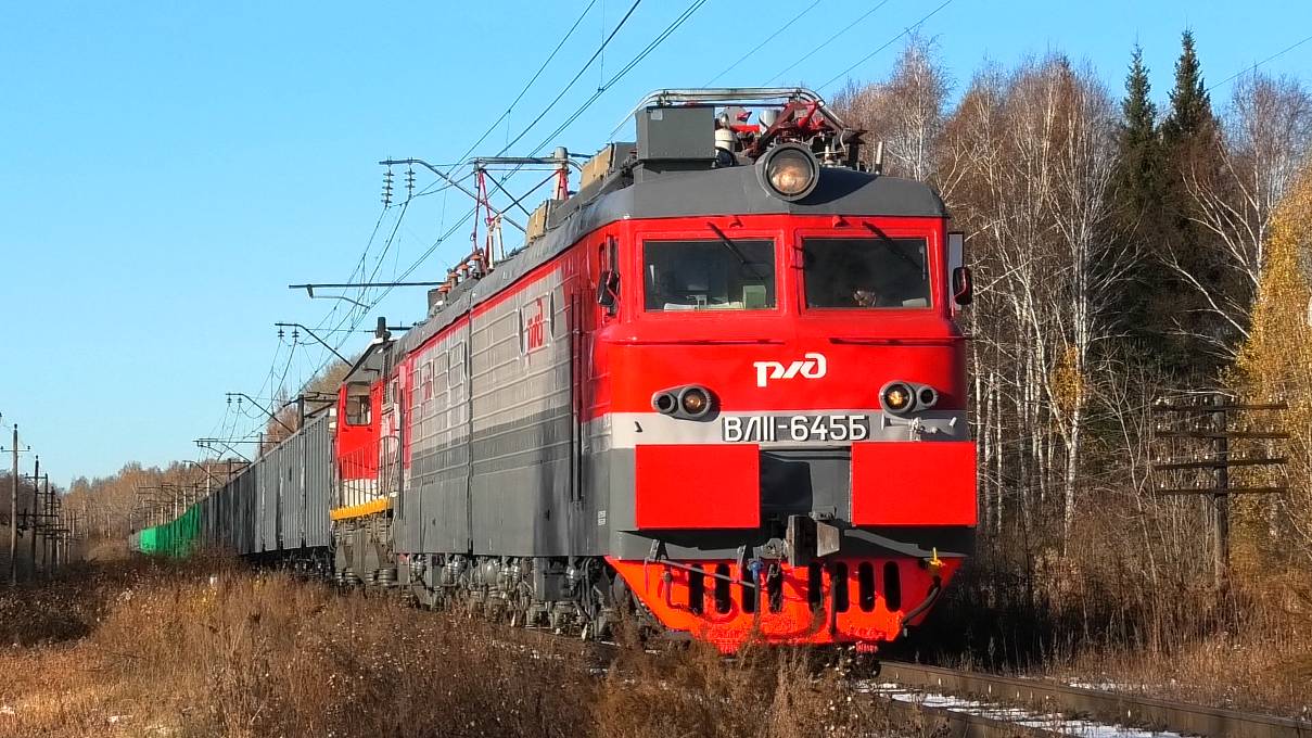 ВЛ11.8-645 с перегоняемым ТЭМ7А-0124 и новейшими полувагонами
