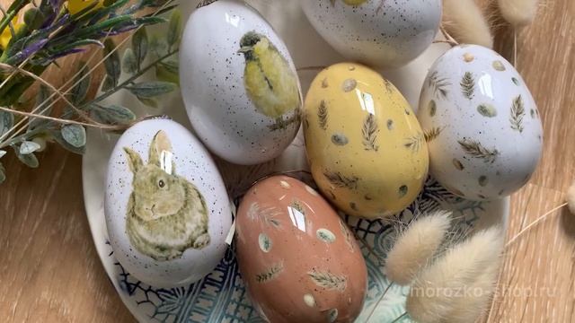 Декоративные яйца КРОЛИЧЬЯ ЛУЖАЙКА, подарочный набор, 7.5 см (упаковка 6 шт.), 803001-2