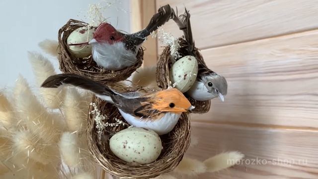 Пасхальное украшение на палочке ВЕСЕННЯЯ ПТИЧКА - НЕЖЕНКА, 35 см, 836639-3