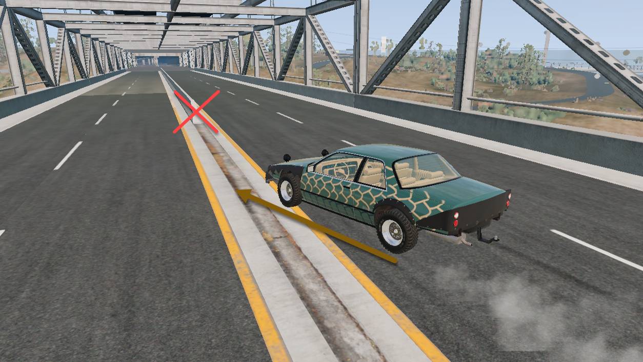 Прямо в ограждение. BeamNG