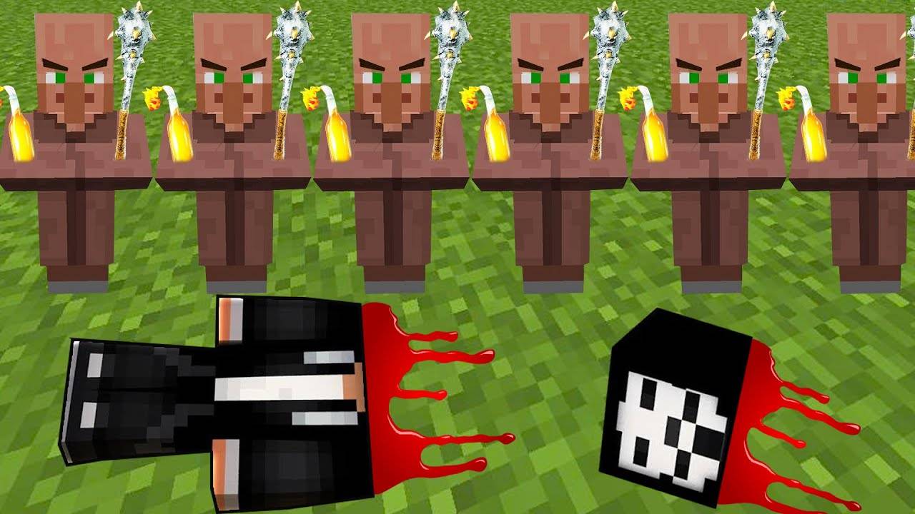 За что мы с жителями отрубили голову жителю хакеру в майнкрафт