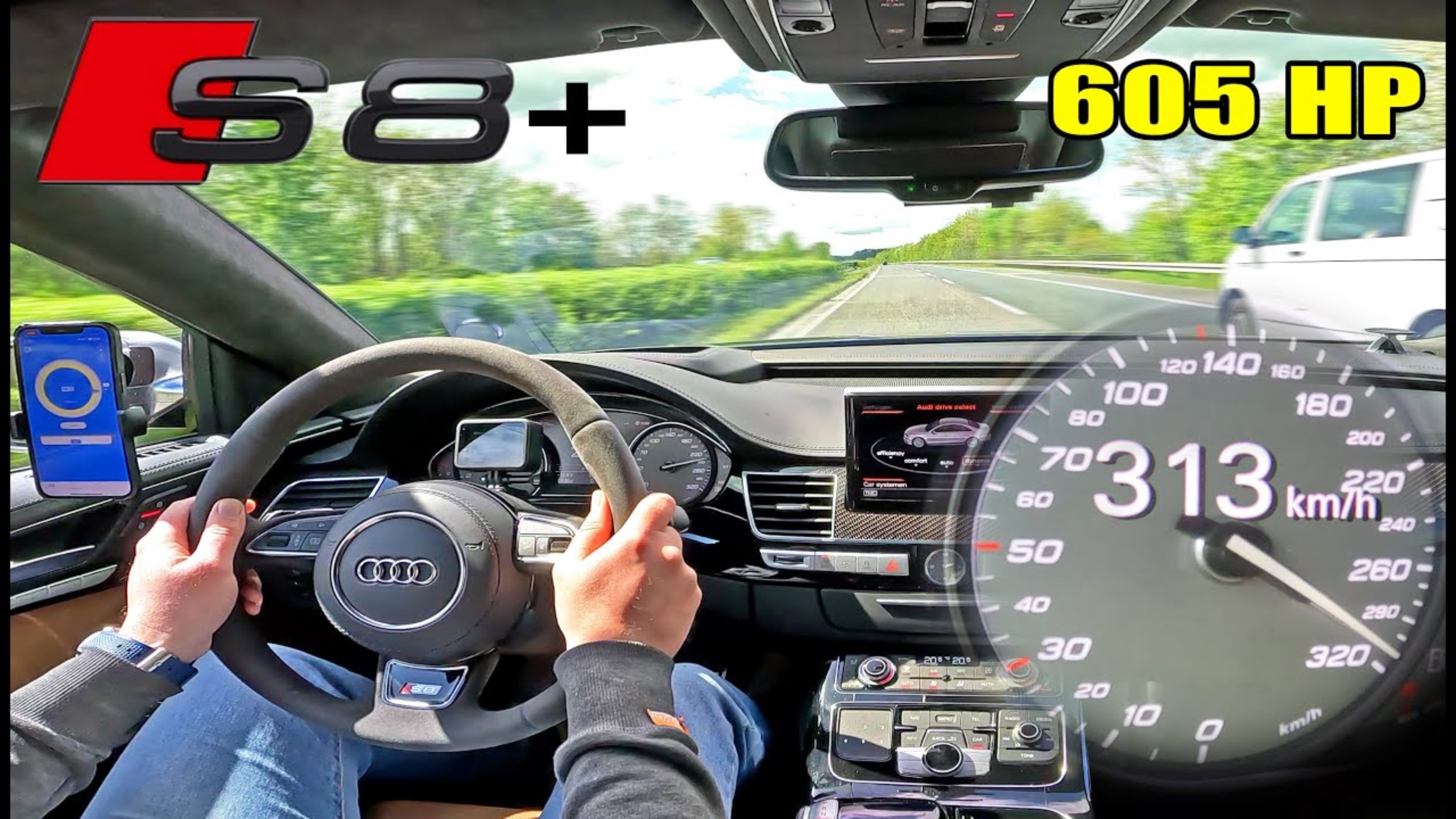 AUDI S8 PLUS | АВТОБАН POV 313 КМ/Ч AutoTopNL