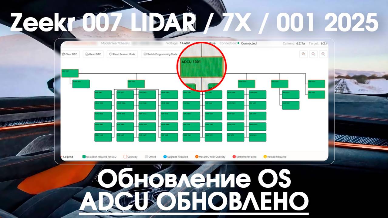 Zeekr 001 2025 \ 007 LIDAR \ 7X - обновление OS (вместе с ADCU)