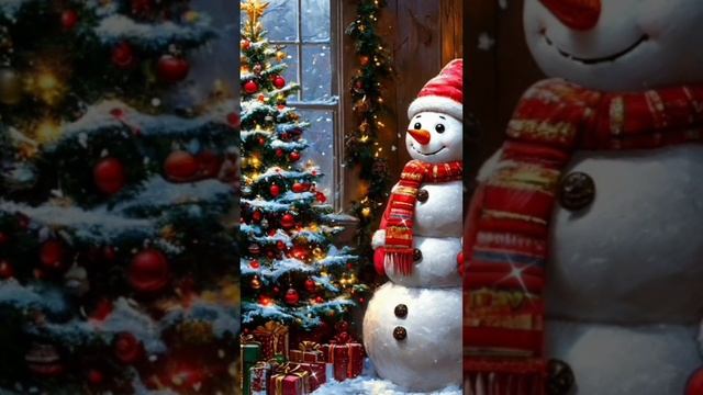 ЁЛКА И СНЕГОВИК. Видео футаж анимация. С НОВЫМ ГОДОМ.