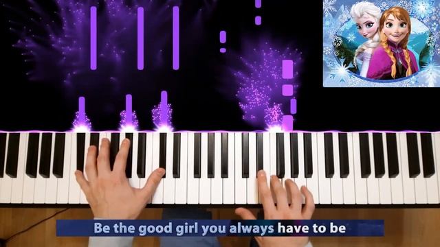 Let it go Frozen Sing alone Eng Sub Piano Tutorial by Mikhail Belousov(music notes/НОТЫ в описании)
