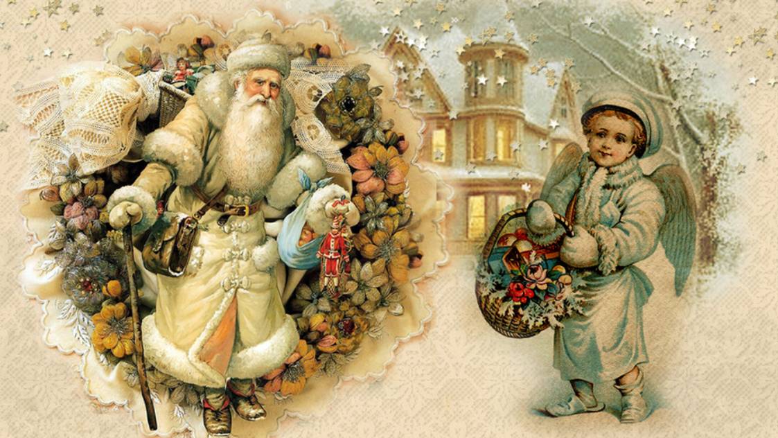 Старинные новогодние ретро открытки  *