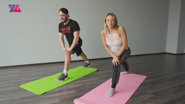 14 Урок. Ягодицы, пресс, растяжка. Олег Кукумань и Ксения Михеева #fitness