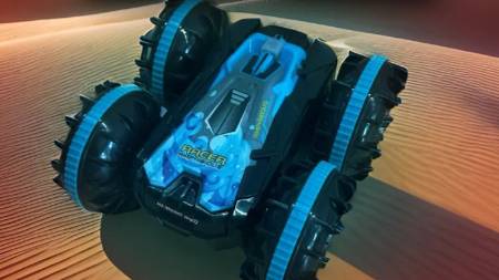 Машинка на д/у - вездеход/внедорожник-перевёртыш амфибия Amphibiou Stunt Car. Распаковка и испытания