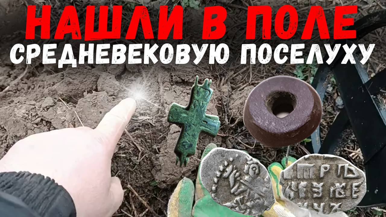 Поиск с металлоискателем на средневековой поселухе.