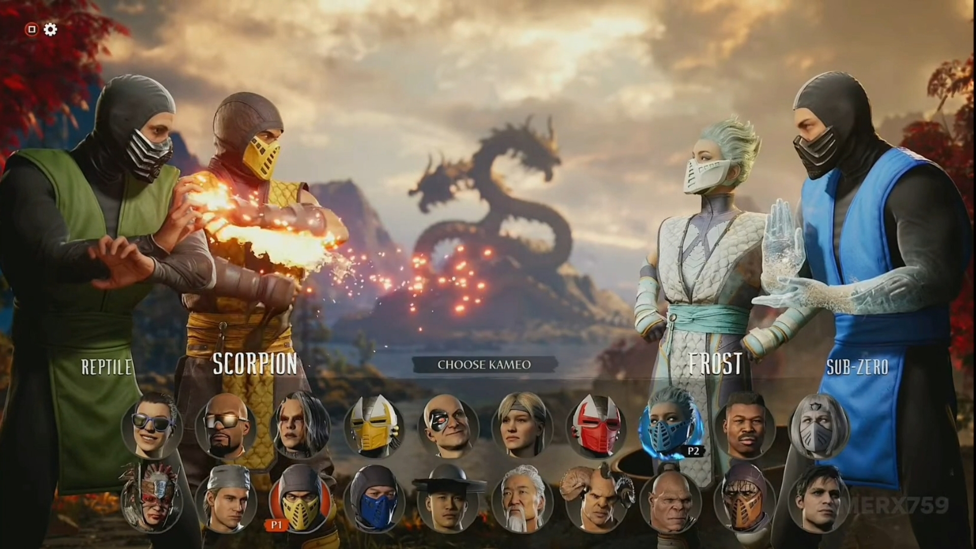 Mortal Kombat 1 - Reptile vs Sub-Zero 1995. Movie skin gameplay