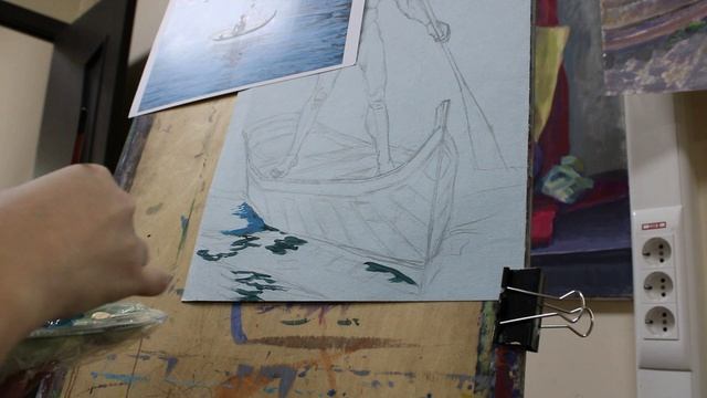 VLOG и ХУДОЖКА: Как СТОИТ лодочник? | Что делать с ФОНОМ? | Пишем ЛОДКУ и ВОЛНЫ для начала.