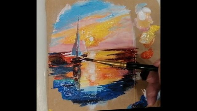 Яркая миниатюра акриловыми красками. Такую живопись и продавать и дарить приятно.