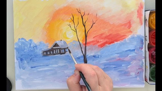Яркая живопись.Пейзаж.Зима.
