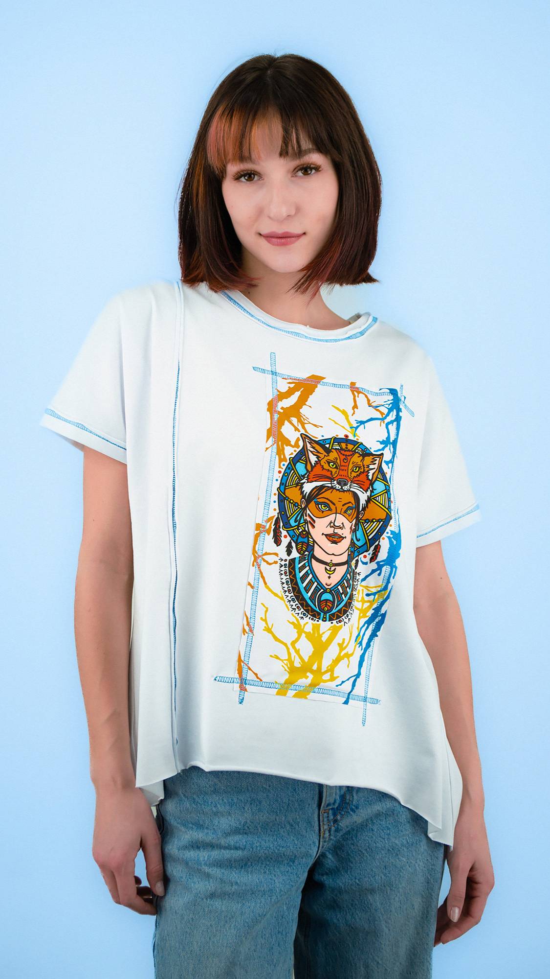 Футболка женская со швом белая ЛЕДИ ЛИСА (белый) Арт. Ф-002