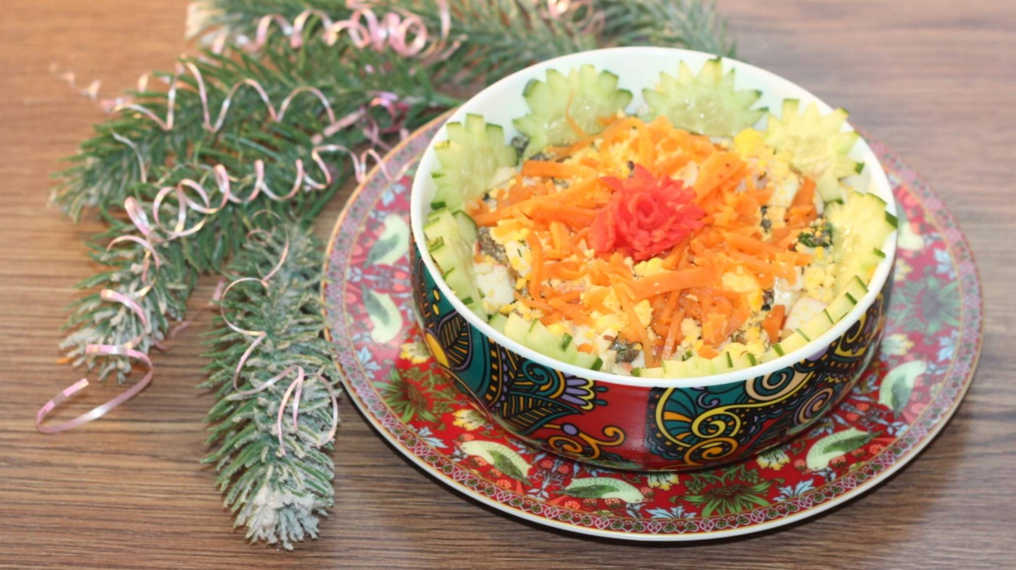 Грибной салат с крабовыми палочками