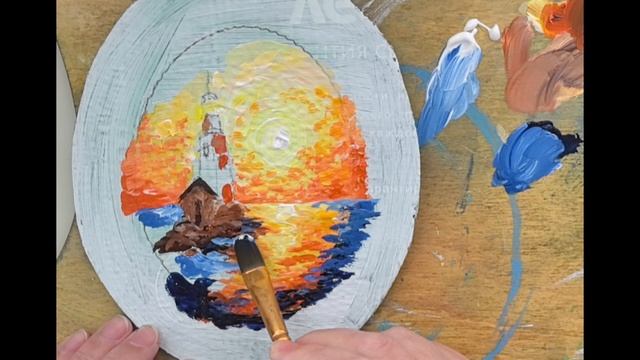 Море.Маяк.🌊 Живопись.Акрил.