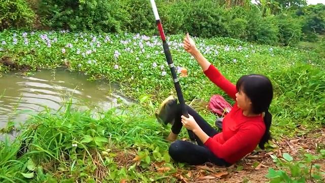 Рыбалка Красивая Девушка ловит крупную рыбу Красноперку и Карпа с берега на поплавок Мужские Хобби