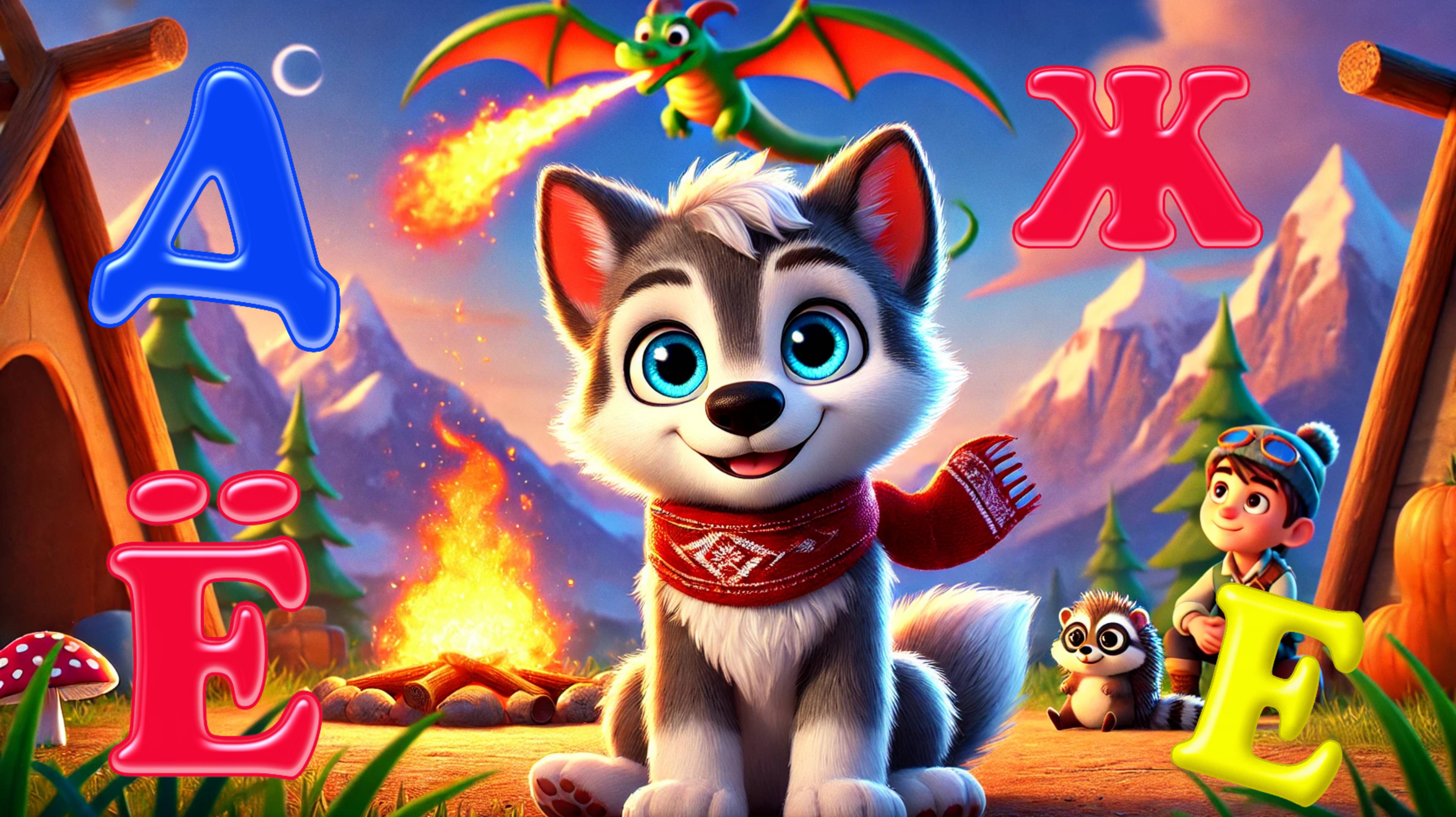 ВОЛЧОНОК ВОЙ И ДРАКОНЧИК В ГОРАХ🐉! Учим буквы Д, Е, Ё, Ж!