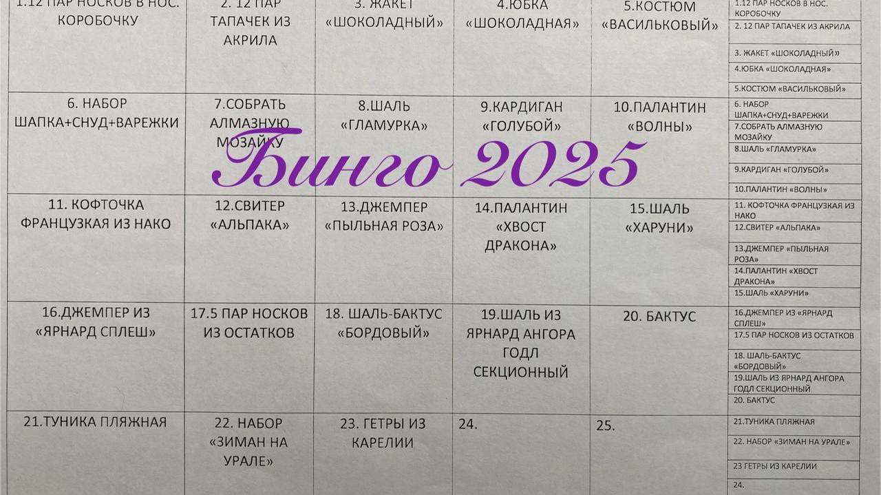СП БИНГО 2025 ОТЧЁТ №1 ЗИМА