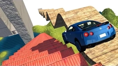 Реалистичные падения автомобиля с обрыва  - Крушения BeamNG Drive#2