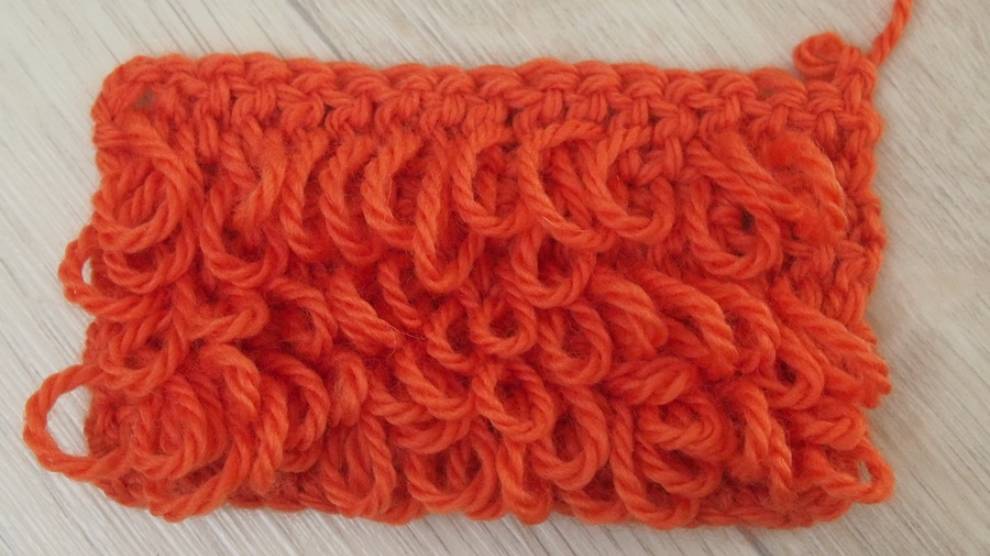 Вытянутые петли крючком или как вязать мочалку. Узор Мех или БУКЛЕ (2 способа) Урок 85