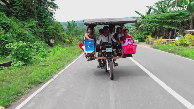 Катание на самом дешевом многоместном велосипеде с моторчиком на Филиппинах!