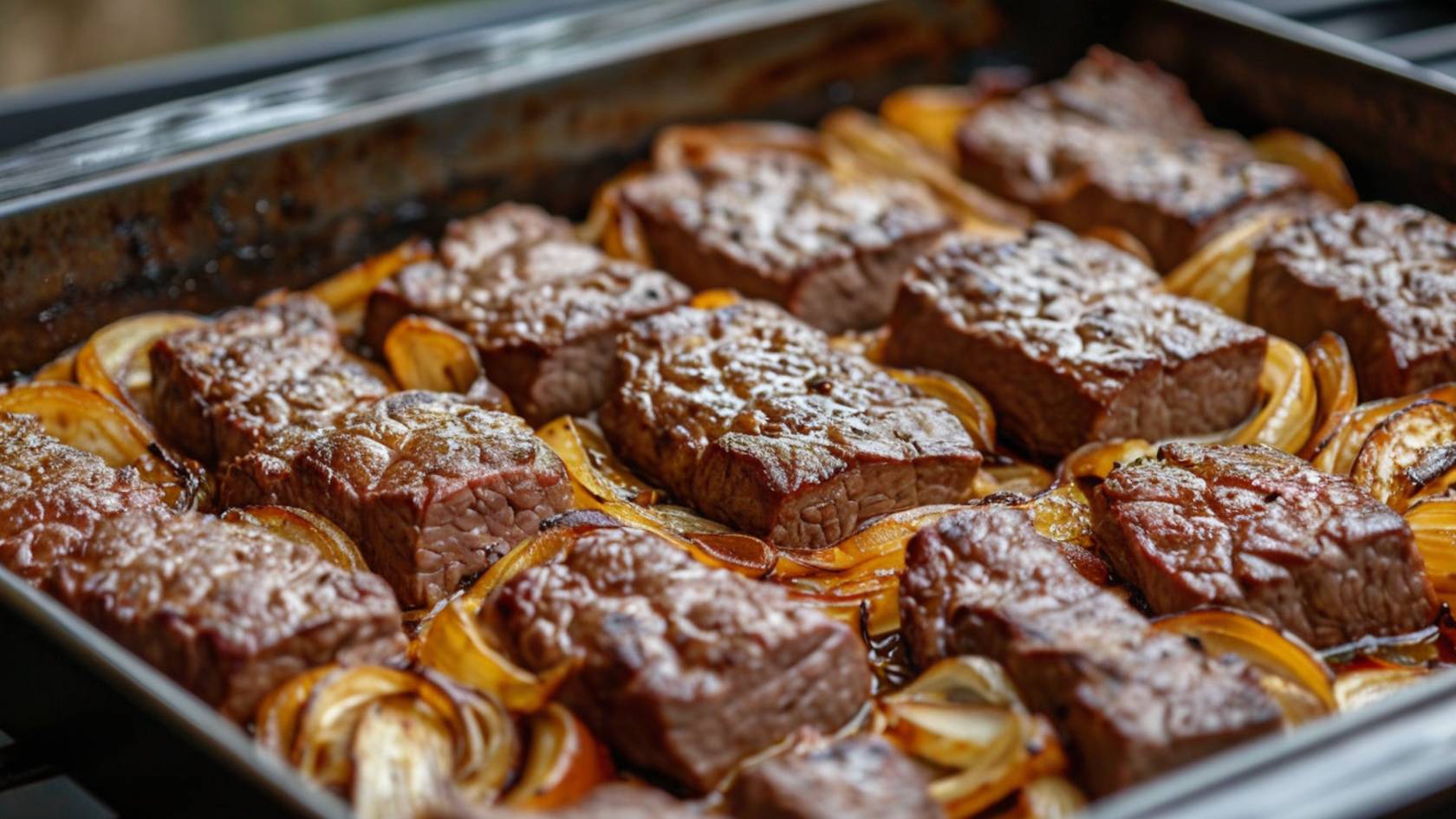 Очень вкусное и нежное мясо с луком в духовке.