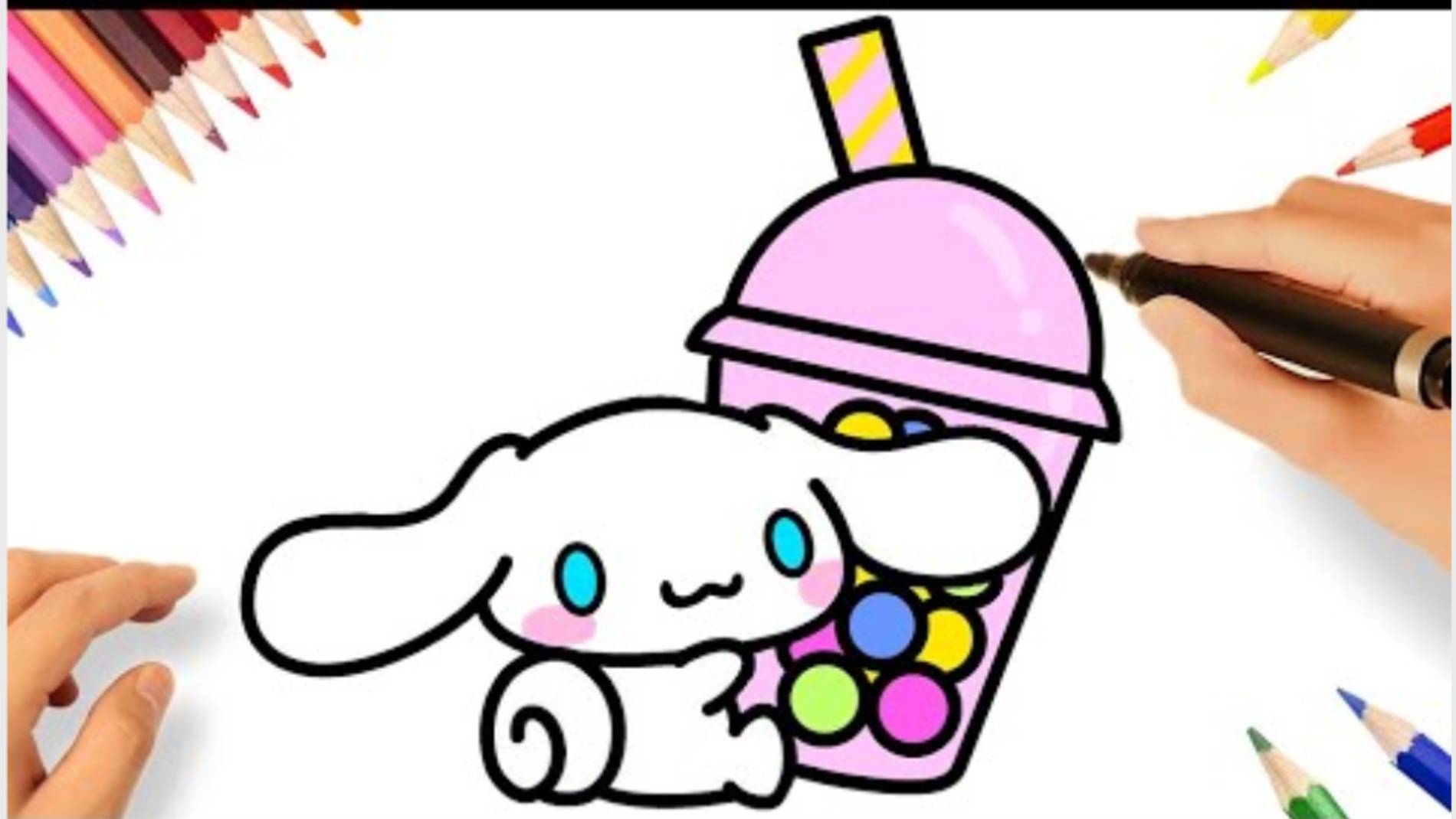 КАК НАРИСОВАТЬ милого CINNAMOROLL | СИНАМОРОЛЛ  с коктелем 💙