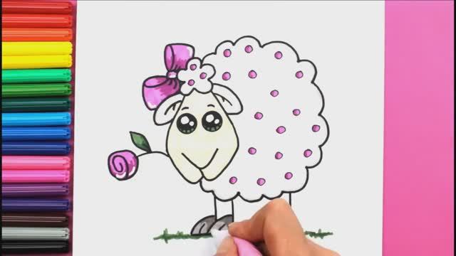 Как нарисовать овечку KAWAII шаг за шагом. Легкие рисунки для детей. Яркие цвета.