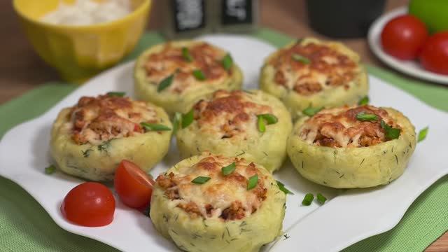 Картофельные гнезда с фаршем в духовке | картошка с фаршем | рецепты просто