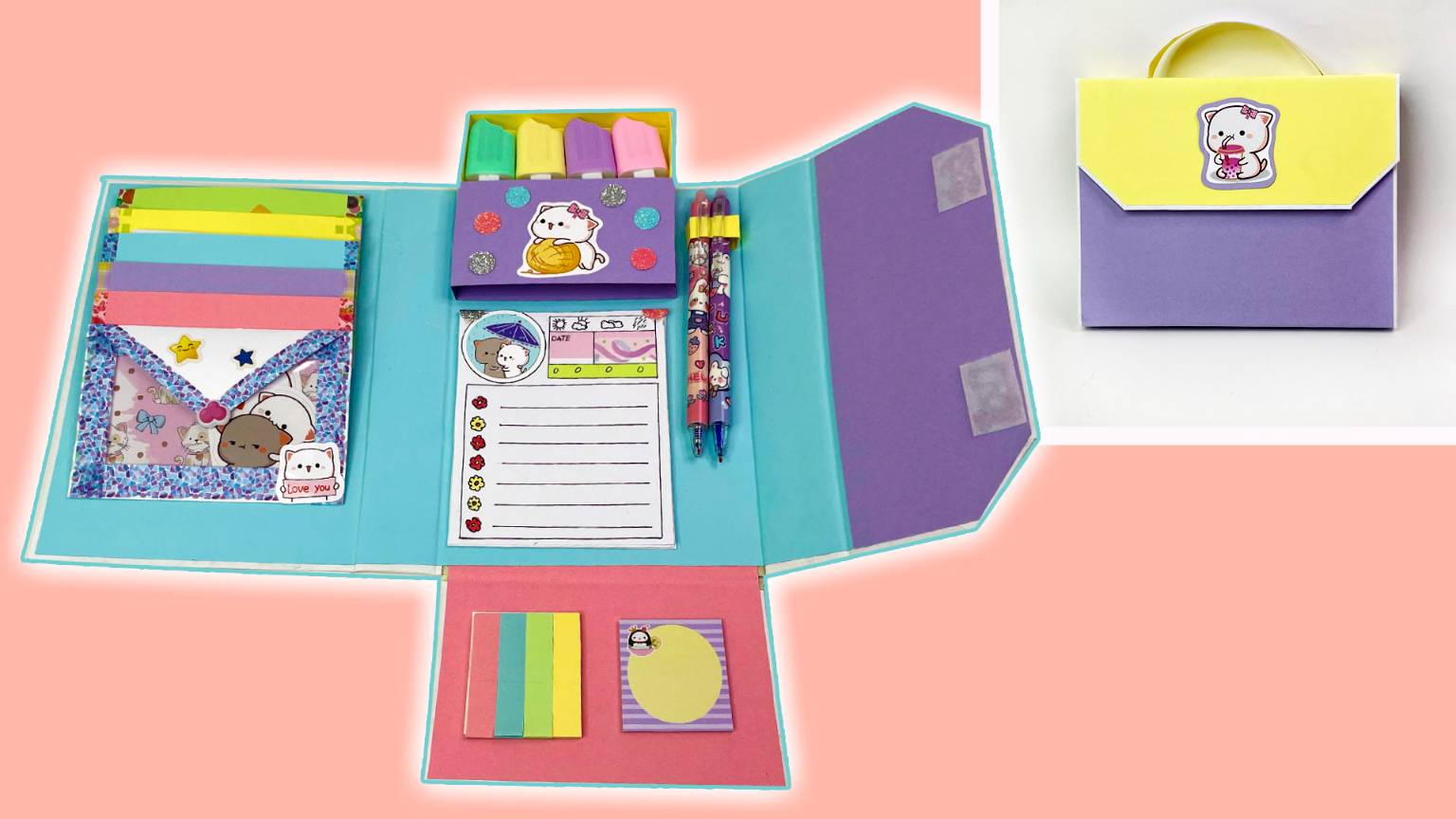 Поделки для детей 🤩 Как сделать милую папку органайзер с наполнением