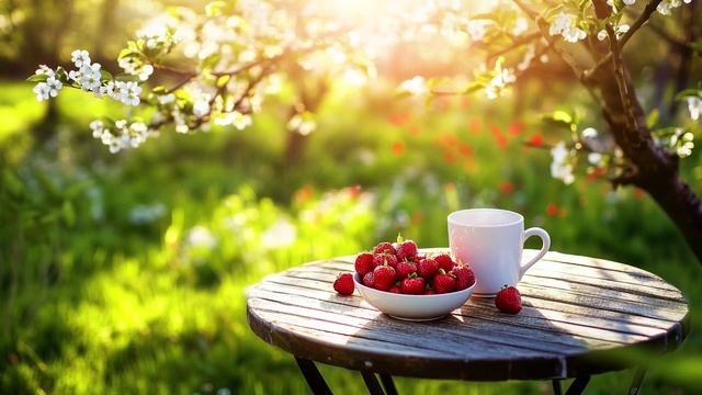 ФРАНЦУЗСКИЙ аккордеон / Природа ПРОСЫПАЕТСЯ / Ароматный КОФЕ в утреннем САДУ / СОЛНЕЧНЫЙ март...